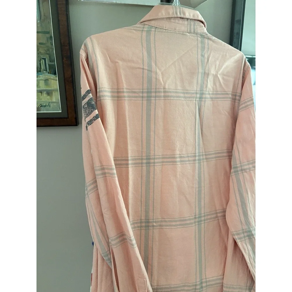 Harley Davidson flannel biker shirt outdoor plaid spring salmon orange women 2XL - Picture 3 of 15